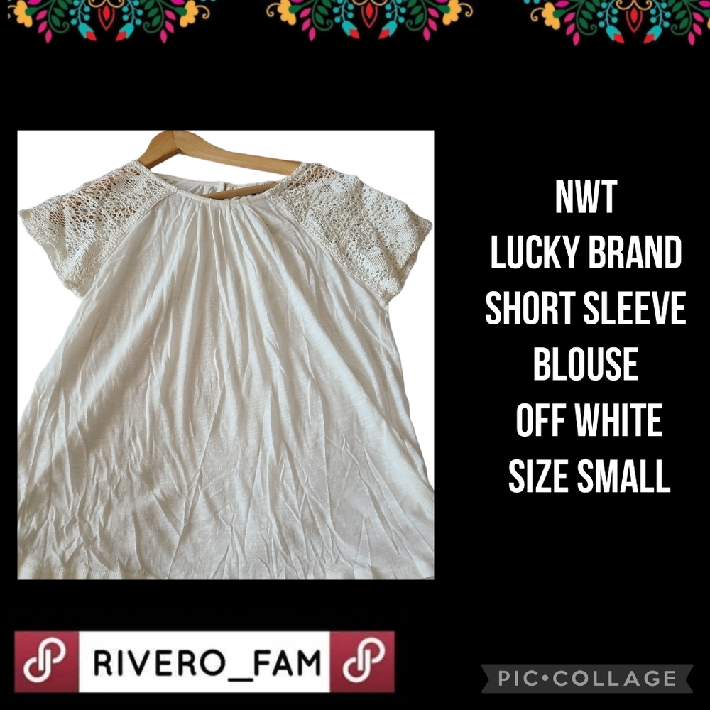 NWT | LUCKY BRAND | SHORT SLEEVE BLOUSE | OFF WHITE | SIZE SMALL